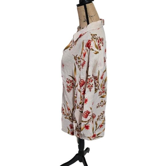Tahari Linen Beige and Red Boho Floral Tunic Plus Size 2X 3X New! - Picture 3 of 12